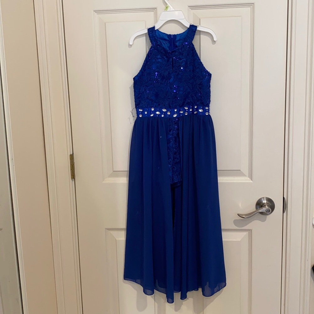 Girls size six blue dress
